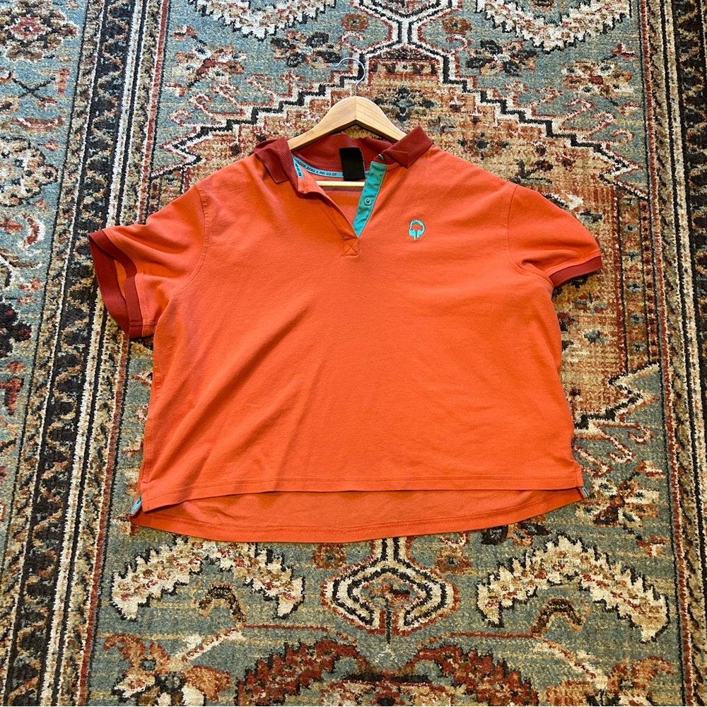 Outdoor Afro X REI Co-Op Cropped Polo Bright Orange & Teal Size 1X